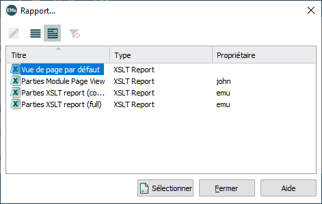 La boîte Rapport
